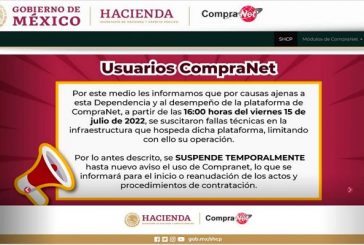 Llama Coparmex a restablecer plataforma CompraNet con inmediatez; preocupa que se fomente la opacidad con su suspensión indefinida